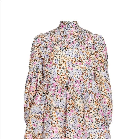 MUNTHE Womens Correct Smocked Floral Mini Dress Size 6 - Picture 5 of 16